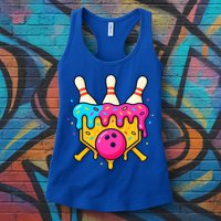 Bowling Lane Ice Cream Drip Home Plate Womens Tank Top