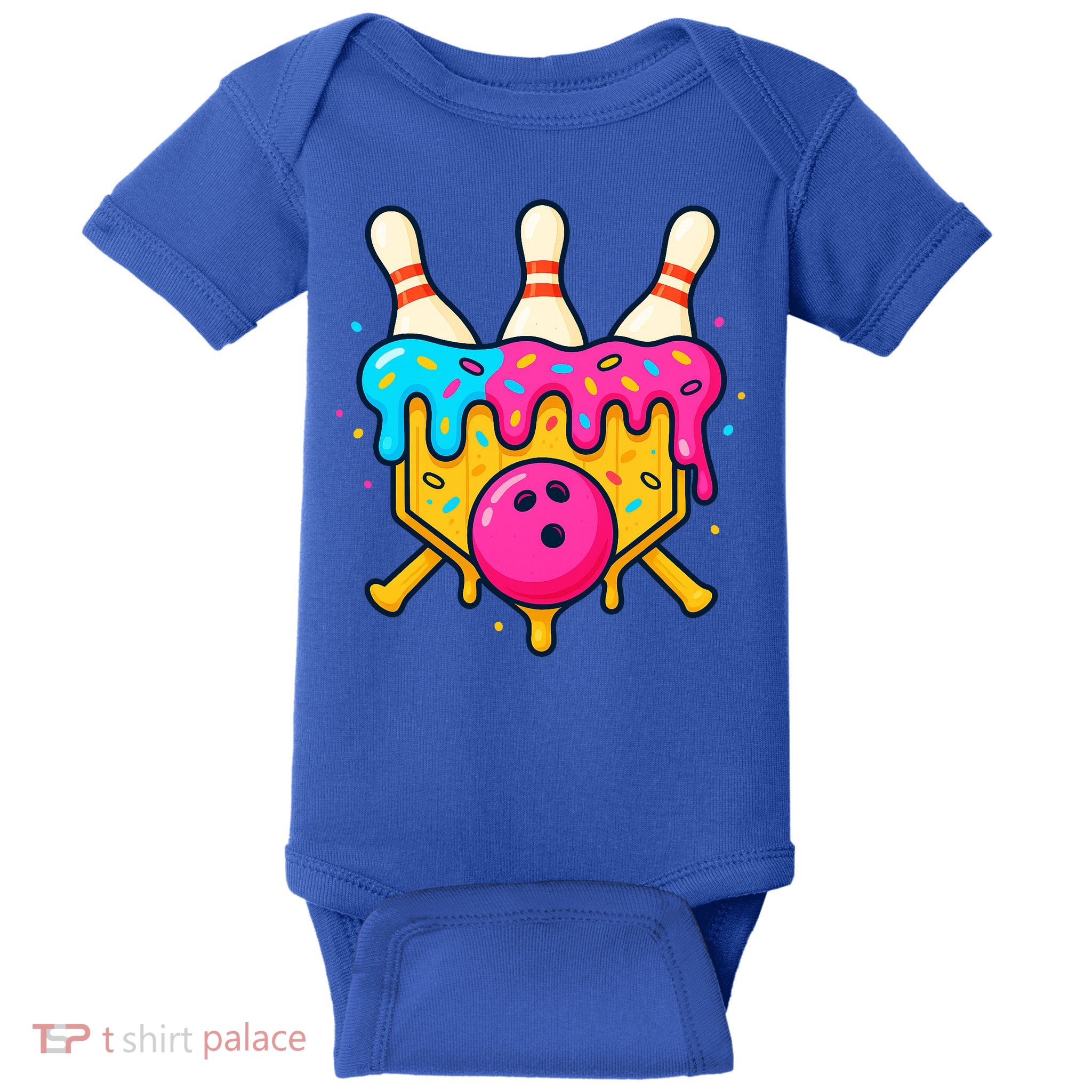 Bowling Lane Ice Cream Drip Home Plate Baby Bodysuit