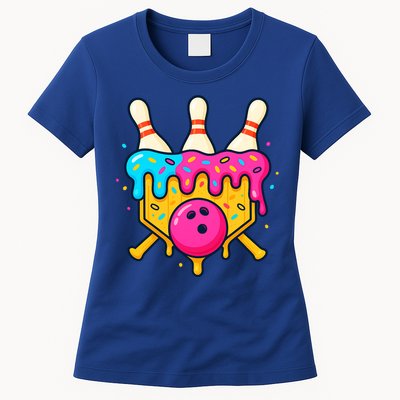 Bowling Lane Ice Cream Drip Home Plate Womens T-Shirt