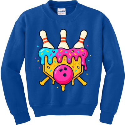 Bowling Lane Ice Cream Drip Home Plate Kids Sweatshirt