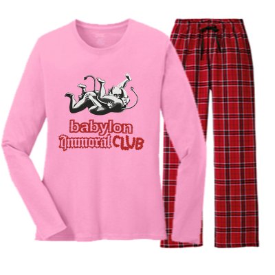 Babylon La Immoral Club Women's Long Sleeve Flannel Pajama Set 