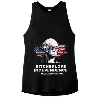 Bitches Love Independence Funny Founding Fathers 4th Of July Ladies PosiCharge Tri-Blend Wicking Tank