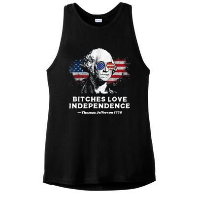 Bitches Love Independence Funny Founding Fathers 4th Of July Ladies PosiCharge Tri-Blend Wicking Tank