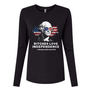 Bitches Love Independence Funny Founding Fathers 4th Of July Womens Cotton Relaxed Long Sleeve T-Shirt