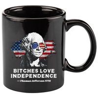 Bitches Love Independence Funny Founding Fathers 4th Of July 11oz C Handle Ceramic Mug