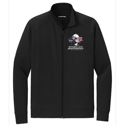 Bitches Love Independence Funny Founding Fathers 4th Of July Stretch Full-Zip Cadet Jacket