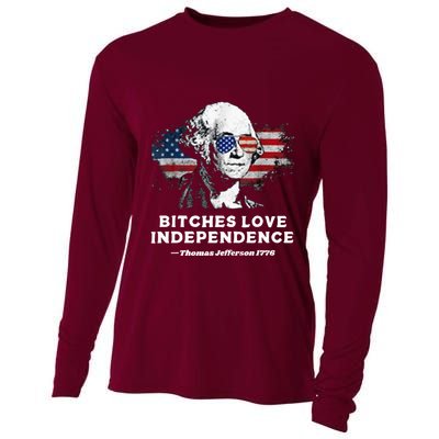 Bitches Love Independence Funny Founding Fathers 4th Of July Cooling Performance Long Sleeve Crew