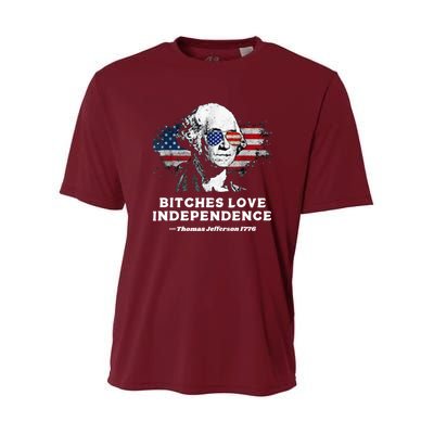 Bitches Love Independence Funny Founding Fathers 4th Of July Youth Performance Sprint T-Shirt