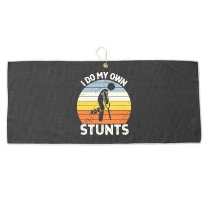 Broken Leg I Do My Own Stunts Vintage Gift Large Microfiber Waffle Golf Towel
