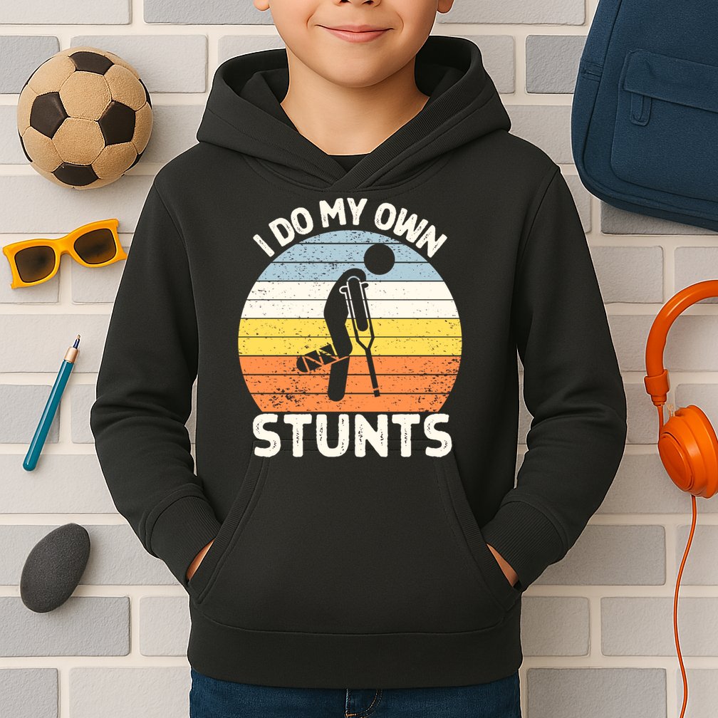 Broken Leg I Do My Own Stunts Vintage Gift Kids Hoodie