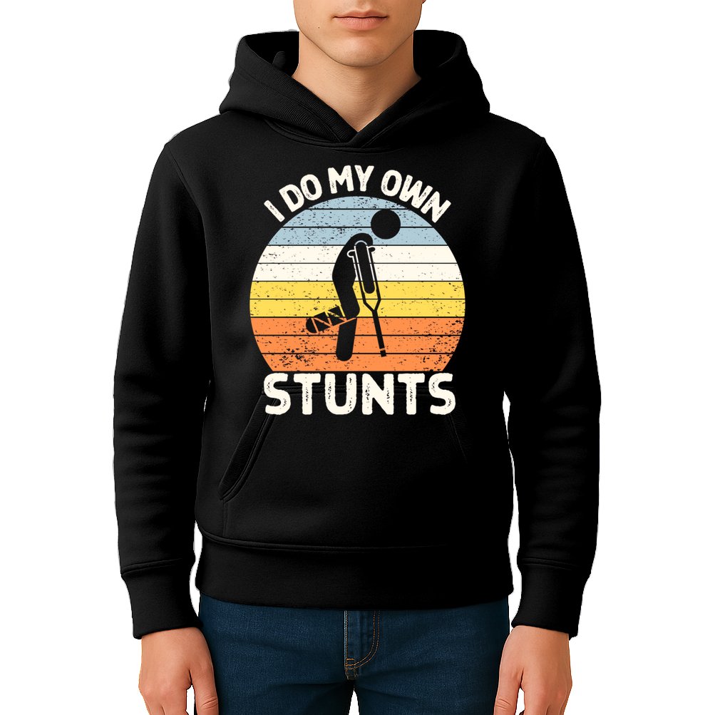 Broken Leg I Do My Own Stunts Vintage Gift Kids Hoodie