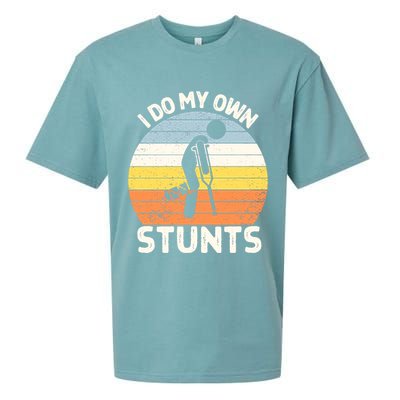 Broken Leg I Do My Own Stunts Vintage Gift Sueded Cloud Jersey T-Shirt
