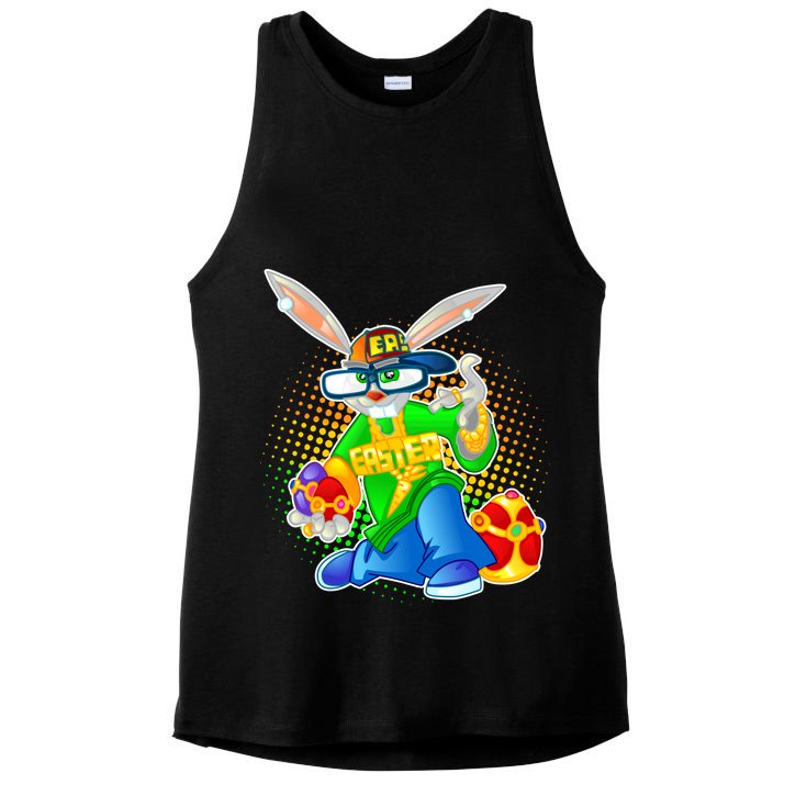 Blinged Easter Bunny Ladies PosiCharge Tri-Blend Wicking Tank
