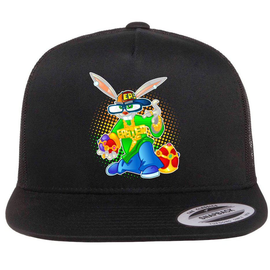 Blinged Easter Bunny Flat Bill Trucker Hat