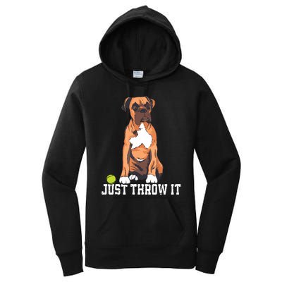 Boxer Love Just Throw It Play Fetch Dog Women's Pullover Hoodie