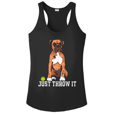 Boxer Love Just Throw It Play Fetch Dog Ladies PosiCharge Competitor Racerback Tank