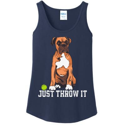 Boxer Love Just Throw It Play Fetch Dog Ladies Essential Tank