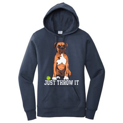 Boxer Love Just Throw It Play Fetch Dog Women's Pullover Hoodie