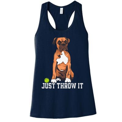 Boxer Love Just Throw It Play Fetch Dog Women's Racerback Tank