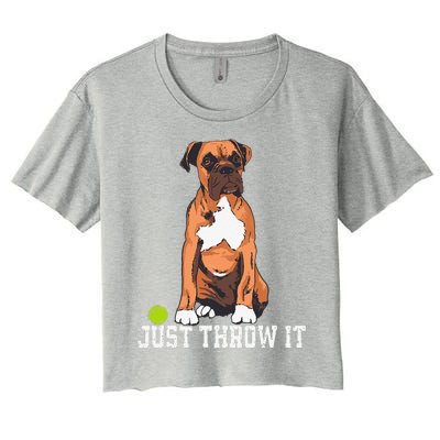 Boxer Love Just Throw It Play Fetch Dog Women's Crop Top Tee