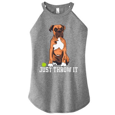 Boxer Love Just Throw It Play Fetch Dog Women’s Perfect Tri Rocker Tank