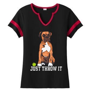 Boxer Love Just Throw It Play Fetch Dog Ladies Halftime Notch Neck Tee