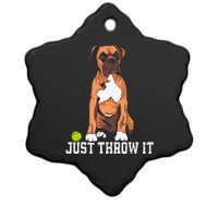 Boxer Love Just Throw It Play Fetch Dog Ceramic Star Ornament