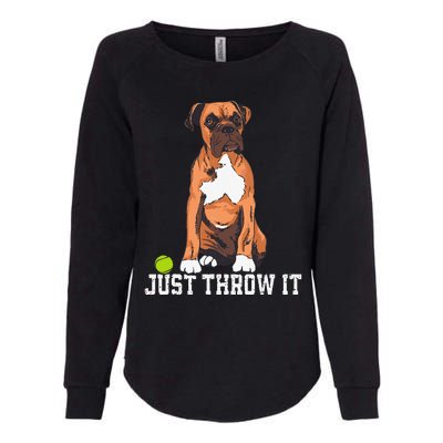 Boxer Love Just Throw It Play Fetch Dog Womens California Wash Sweatshirt