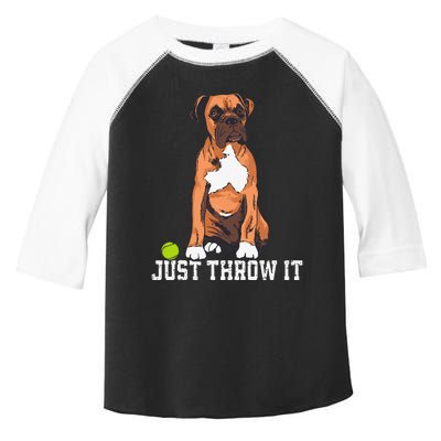 Boxer Love Just Throw It Play Fetch Dog Toddler Fine Jersey T-Shirt