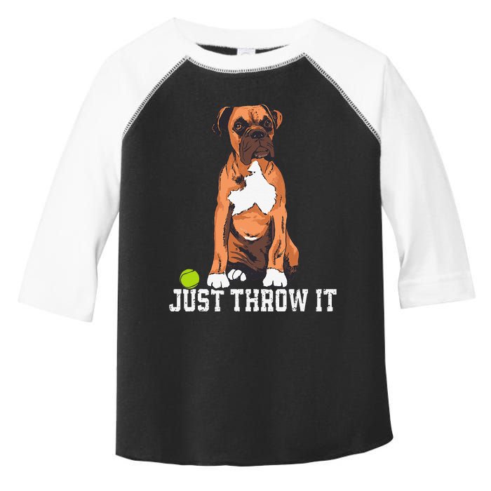 Boxer Love Just Throw It Play Fetch Dog Toddler Fine Jersey T-Shirt