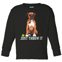 Boxer Love Just Throw It Play Fetch Dog Toddler Long Sleeve Shirt