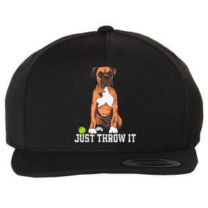 Boxer Love Just Throw It Play Fetch Dog Wool Snapback Cap