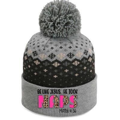 Be Likes Jesus He Took Naps Christian Leopard Print The Baniff Cuffed Pom Beanie