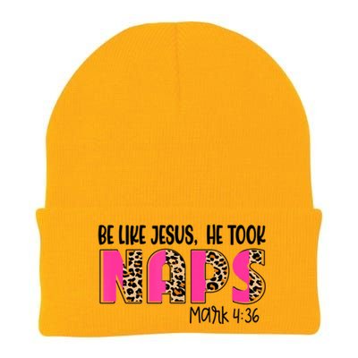 Be Likes Jesus He Took Naps Christian Leopard Print Knit Cap Winter Beanie