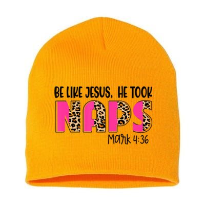 Be Likes Jesus He Took Naps Christian Leopard Print Short Acrylic Beanie