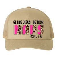 Be Likes Jesus He Took Naps Christian Leopard Print Yupoong Adult 5-Panel Trucker Hat