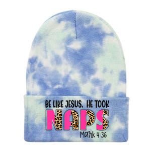 Be Likes Jesus He Took Naps Christian Leopard Print Tie Dye 12in Knit Beanie