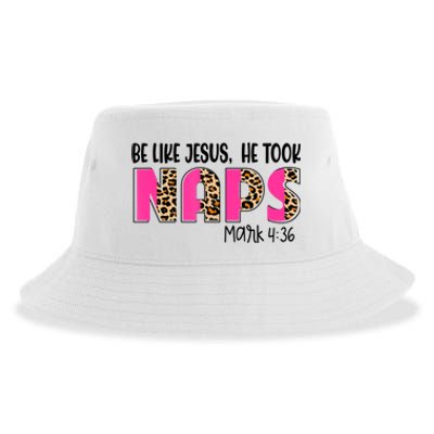 Be Likes Jesus He Took Naps Christian Leopard Print Sustainable Bucket Hat