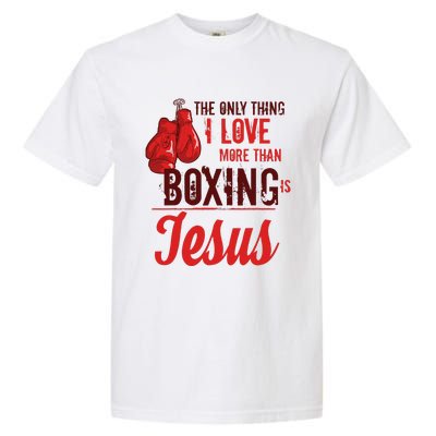 Boxing Lover Jesus Funny Boxer Christian Sports Gift Garment-Dyed Heavyweight T-Shirt