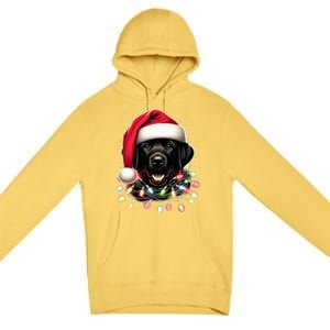 Black Lab Labrador Christmas Tree Light Pajama Dog Xmas  Premium Pullover Hoodie