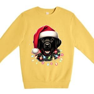 Black Lab Labrador Christmas Tree Light Pajama Dog Xmas  Premium Crewneck Sweatshirt