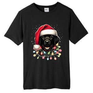 Black Lab Labrador Christmas Tree Light Pajama Dog Xmas  Tall Fusion ChromaSoft Performance T-Shirt