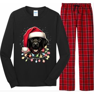 Black Lab Labrador Christmas Tree Light Pajama Dog Xmas  Long Sleeve Pajama Set