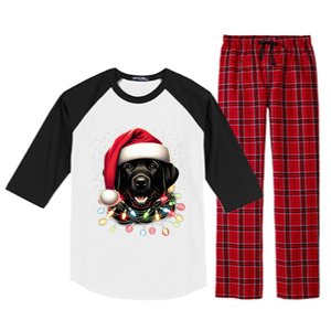 Black Lab Labrador Christmas Tree Light Pajama Dog Xmas  Raglan Sleeve Pajama Set