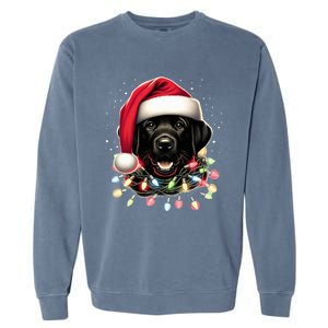 Black Lab Labrador Christmas Tree Light Pajama Dog Xmas  Garment-Dyed Sweatshirt