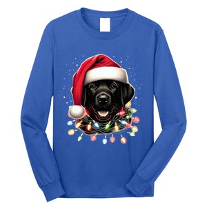 Black Lab Labrador Christmas Tree Light Pajama Dog Xmas  Long Sleeve Shirt