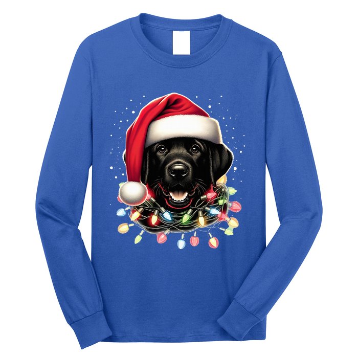 Black Lab Labrador Christmas Tree Light Pajama Dog Xmas  Long Sleeve Shirt