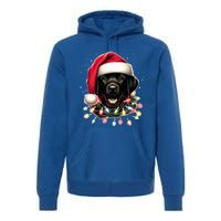 Black Lab Labrador Christmas Tree Light Pajama Dog Xmas  Premium Hoodie