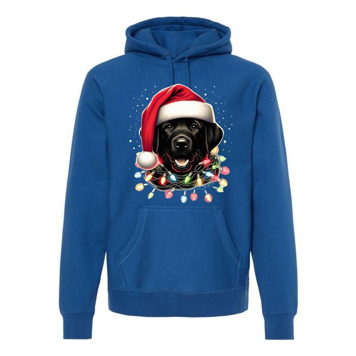 Black Lab Labrador Christmas Tree Light Pajama Dog Xmas  Premium Hoodie