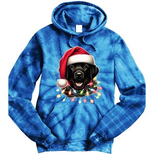 Black Lab Labrador Christmas Tree Light Pajama Dog Xmas  Tie Dye Hoodie